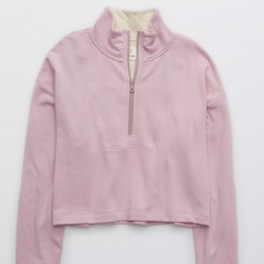 Offline by Aerie Lilac half-zip pullover fleece sweatshirt with collar
